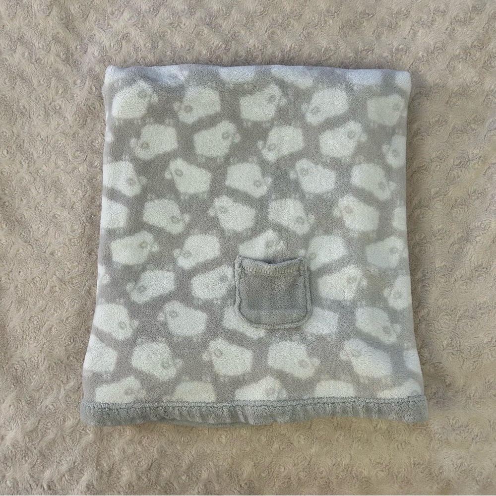Just One You by Carter's Gray White Lamb Sheep Baby Blanket Pocket